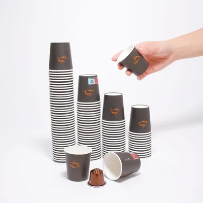 Pappbecher für Kaffee, 120 ml, 100 Stück, braun