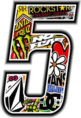 Produktbild von Sticker Rennnummer für Motorrad "5" Sticker Bomb 100 mm