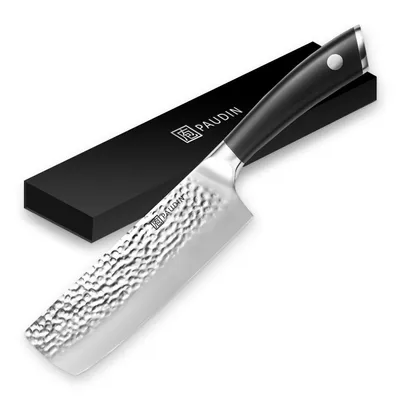 Produktbild von PAUDIN HP4 Nakiri-Messer 17,5 cm – Küchenmesser japanischer Art – Edelstahl gehämmert – Profi-Gemüsemesser – Kohlenstoffstahl – Ergonomischer Griff