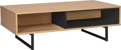 Produktbild von Möbilia Lowboard 2 in 1 | MDF mit Eiche-Nachbildung | Füße Metall | B 110 x T 55 x H 38 cm | natur-schwarz | 20020020 | Serie LOWBOARD