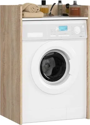 Immagine prodotto di BDW, mobile per lavatrice 97, 5x64x50 cm, mobile da bagno, rovere Sonoma / bianco