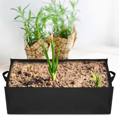 Image de Sac carré de 1 pièce pour la culture de fraises et de légumes – Pot de jardinage pour plantes et fleurs (L 60 × 30 × 20 cm)