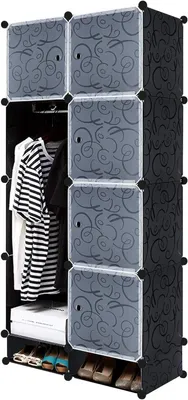 Produktbild von Modulares Regalsystem – Garderobenschrank – Kleiderschrank – Freikombinierbar – 157 x 70 x 35 cm – Schwarz