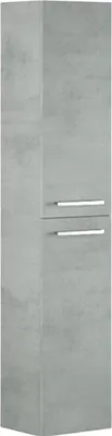 Produktbild von Badezimmersäule Dabado, Säulenschrank für Badezimmer mit 2 Türen, Hängeschrank mit 2 Einlegeböden, 30x25h150 cm, Betongrau
