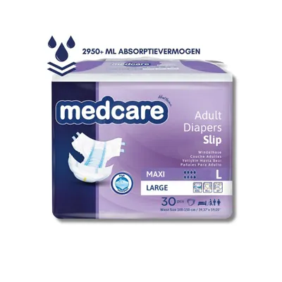Produktbild von Medcare Maxi – Inkontinenzwindeln – Größe L – 30 Stück – Hohe Absorption & Komfort – Unisex – Vorteilspackung