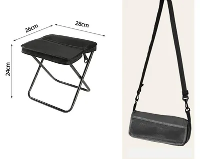 Produktbild von Tragbarer Faltbarer Rucksackhocker für Camping, kleine Klapphocker für Erwachsene, leichte Mini-Taschen-Klapp-Teleskopstühle für Angeln, Reisen, Wandern, Garten（Schwarz (Klein)）