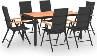 Produktbild von vidaXL 7-tlg. Garten-Essgruppe Schwarz und Braun