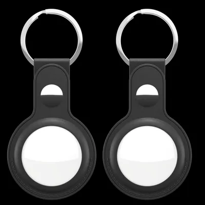 Immagine prodotto di Portachiavi KeyBudz AirTag in confezione da 2 pezzi - Realizzato a mano in vera pelle - Adattamento sicuro e confortevole per AirTag - Compatibile con Apple AirTag