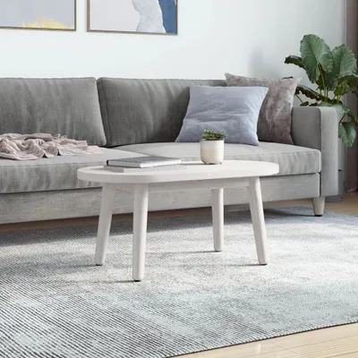 Immagine prodotto di Maison Exclusive - Piano tavolo bianco 80x40x2,5 cm in legno massello di pino ovale