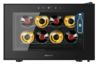 Produktbild von Cecotec Bolero GrandSommelier 800H CoolCrystal, Weinkühler mit Kompressor, Integriert, 8 Flasche(n), E, Schwarz, Schwarz