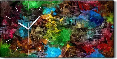 Produktbild von Wohnzimmer-Bild Leinwand Uhr 60x30 abstraktes psychedelisches Aquarell - weiße Hände