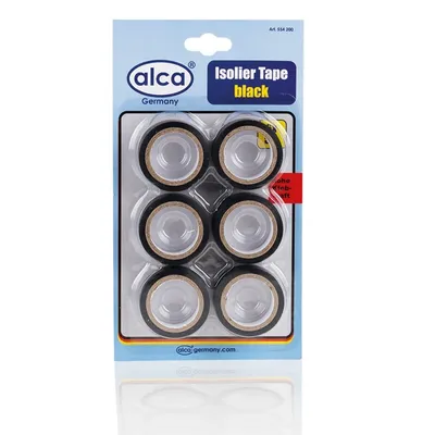 Zdjęcie produktu dla alca® taśma izolacyjna czarna 6 szt. taśma do znakowania 18 mm x 5 m zestaw PVC silny klej wytrzymałość i elastyczność wodoodporny samoprzylepny