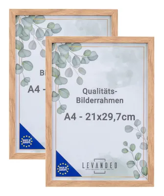 Produktbild von 2er Set A4 Bilderrahmen Natur Eiche Optik 21x29,7 EU Zertifikatsrahmen Fotorahmen Posterrahmen Picture Frame Deko Tischdeko Wanddeko Fotoaufst