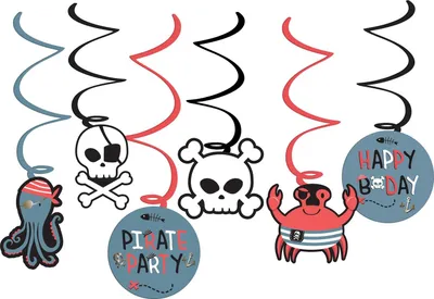 Productafbeelding van Folat 27472 Piratenversiering voor kinderfeestjes - Hangdecoratie - Piratenfeest - 6 stuks