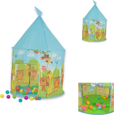 Produktbild von Moni Kinderspielzelt 2 in 1 Bällebad, 25 bunte Spielbälle, Bällebad, faltbar blau