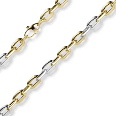 Produktbild von 6,5mm Armband Weit-Ankerkette 585 Gold Gelbgold Weißgold bicolor 21cm Armschmuck
