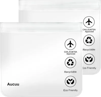 Produktbild von Aucuu 1L Flugzeug Transparente Kulturbeutel für Reise, Auslaufsicher & TSA-Zugelassen