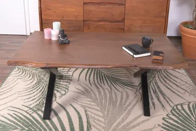 Produktbild von Couchtisch Baumkante 120 x 80 cm Akazie nussbaumfarben X-Gestell schwarz Quintus