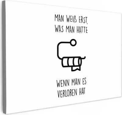 Obrázek produktu pro OneMillionCanvasses® - Obrazy na plátně - Citáty - Bílý - Toaletní papír - Humor, nástěnné umění, dekorace na zeď Obývací pokoj, 120x80cm