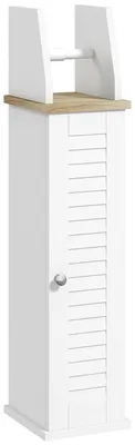 Produktbild von Toilettenpapierhalter mit Schrank und verstellbarem Einlegeboden, 18 x 20 x 80 cm, weiß