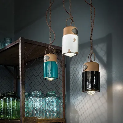 Produktbild von Ferroluce Pendelleuchte Deckenlampe Industrial Grün max. 30W E27 handgefertigt Keramik