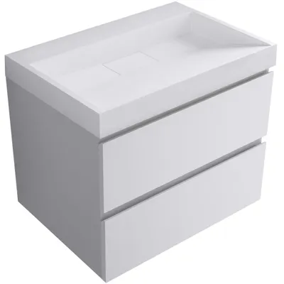 Zdjęcie produktu dla Szafka łazienkowa Carole – biały, matowy + umywalka z kompozytu mineralnego Vita – biała, połyskliwa – 70x58x46 cm