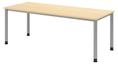 Produktbild von bümö Schreibtisch Serie-H - Nachbildung Ahorn, Gestell: Silber, Größe:  200 x 80 cm