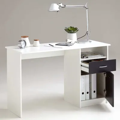 Produktbild von FMD Schreibtisch mit 1 Schublade 123×50×76,5 cm Weiß und Schwarz