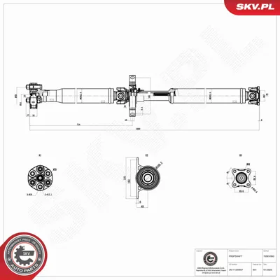 Image de ESEN SKV Arbre de transmission à cardan pour BMW Série 3 Berline (E46) Arrière 76SKV060