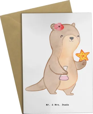 Produktbild von Mr. & Mrs. Panda Grußkarte Ozeanografin Herz - Weiß - Geschenk, Meeresbiologe, hochzeitskarten, Meeresforscher, dankeskarten, einladungskarten, Studium, Klappkarte