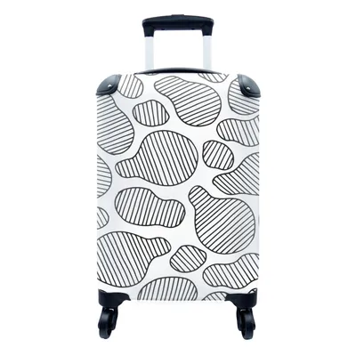 Produktbild von MuchoWow® Koffer Handgepäck Trolley Rollkoffer Kleine Reisekoffer mit 4 Rollen - Schwarz - Weiß - Muster - Cabin Size < 55x40x23 cm & 55x40x20 cm - Fotokoffer - Kabinenkoffer - Boardgepäck - Reise-Box - Reisekoffer - Reisegepäck - Koffer mit Bild - Trolley für Kinder