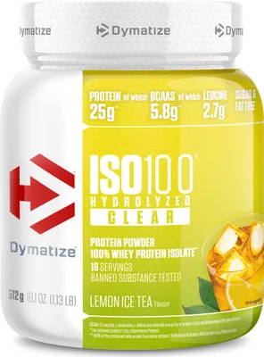 Produktbild von Dymatize ISO 100 Hydrolized Clear Lemon Ice Tea 512g Whey Protein Pulver