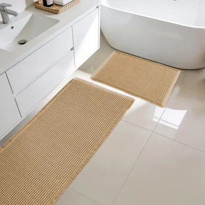 Produktbild von 2-teiliges Badmatten-Set mit Waffelstruktur für das Badezimmer