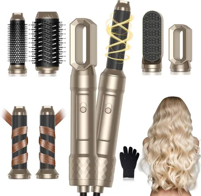 Produktbild von 6 in 1 Haarstyler, Pro Air Styler Set 1000W Rundbürstenföhn,Air Curler,Warmluftbürste, Föhnbürste, Haartrockner,Glättbürste Styling für Alle Haartypen