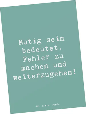 Produktbild von Mr. & Mrs. Panda Postkarte Spruch Fehler machen Lernen - Meeresbrise - Geschenk, positive Energie, Motivation, Fotokarte, Ansichtskarten, Zuversicht, Trost, Grußkarte