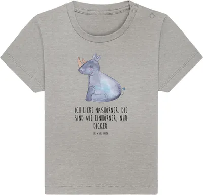 Produktbild von Mr. & Mrs. Panda  T-Shirt Einhorn Nashorn 24. - 36. Monat - Heather Grey - Geschenk, Unicorn, Baumwolle Baby Shirt, Regenbogen, Lustig, Babyshirt, Kinder, Zoo, Glitzer
