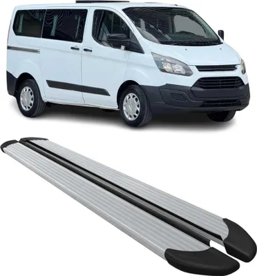 Image de Marchepieds Latéraux pour Ford Transit Custom 2012-2022 Alu Argent L1 Court 2x
