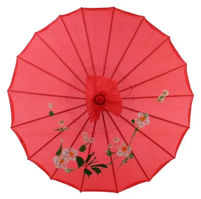 Produktbild von Deko Schirm klein 011b aus Kunstfaser wasserfest rot Bambus Ø55 cm
