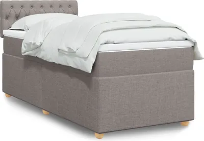 Produktbild von Design Boxspringbett mit Matratze Taupe 100x200 cm Stoff, Klassische Betten 2024 Neu