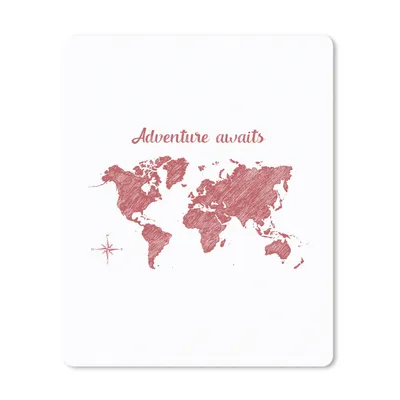 Produktbild von MuchoWow® Mauspad Mousepad Weltkarte - Zitate - Rot 30x40 cm - Mousepads - Maus Mat - Pad - Mausunterlage - Mausmatten