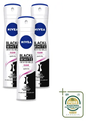Obrázok produktu pre 3 x Nivea Deospray Invisible Black & White - 150 ml - Balenie s 3 kusmi