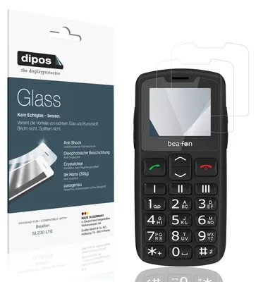 Produktbild von 2x Schutzfolie für Beafon SL230 LTE - Anti-Shock 9H Folie dipos Glass Kunststoffglas