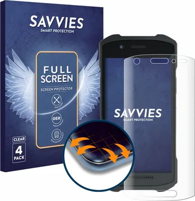 Produktbild von 4x Savvies Fullscreen Schutzfolie für Zebra TC21/ TC26 Displayschutz Folie Fullcover Klar Transparent