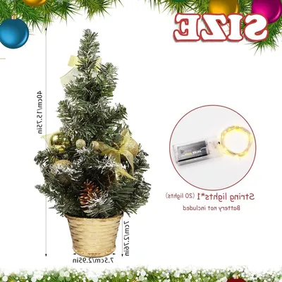 Mini Weihnachtsbaum - Kunstbaum - 40 cm hoch - Mit LED Beleuchtung - Grüne Tischdekoration - Perfekt für Zuhause oder Büro