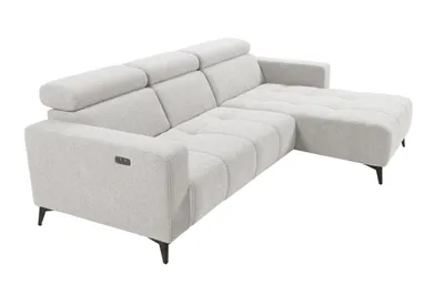 Productafbeelding van Moderne hoekbank Nicolette, wit, met elektrische relaxfunctie en verstelbare hoofdsteunen