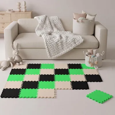 Produktbild von 27 Teile Baby Kinder Puzzlematte ab Null - 30x30 Puzzle Spielmatte Krabbelmatte, KI-generiertes Bild