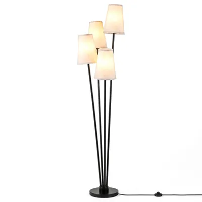 Produktbild von COSTWAY 4-flammige Stehlampe 160cm mit Fußschalter, Stoffschirm, E27-Fassung & stabiler Metallrahmen, Standlampe Standleuchte Bodenlampe modern