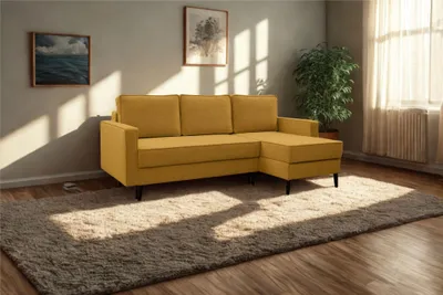 Produktbild von Kaiser Möbel Ecksofa mit schlaffunktion und bettkasten, Ecksofa L-Form, Eckcouch L-Form KEBI stoff Curio Golden Rechts