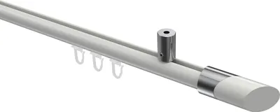 Produktbild von Interdeco Innenlaufstange / Gardinenstange mit Innenlauf Weiß / Chrom, Typ Sonius Verano (Schräge Bicolor) Deckenmontage, 20 mm Ø 1-läufig, 200 cm