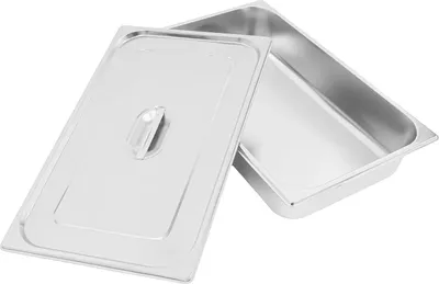 Produktbild von Set 4 Edelstahl GN Behälter - 7,5L 32,5x26,5x10cm - Mit Deckel - Chafing Dishes Buffet Catering - Silber